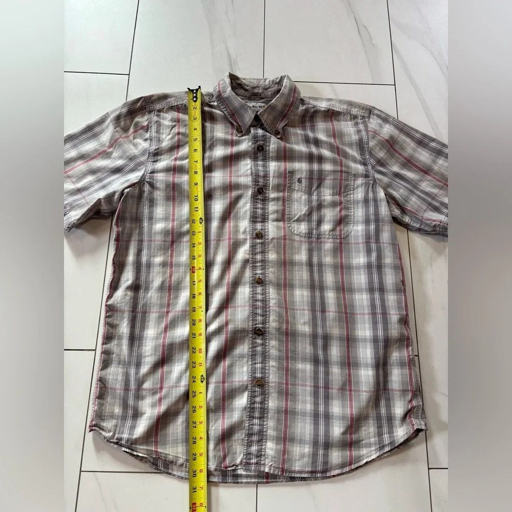 3/$30 Carhartt Men's Relaxed Fit Plaid Short Sleeve Button-Down Shirt size large - Picture 4 of 6
